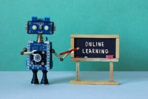 Online learning and distance education concept.